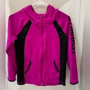 Justice active sport zip-up hoodie- sparkle gymnast. Size 8/10